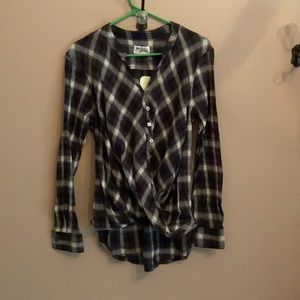 Plaid button down blouse